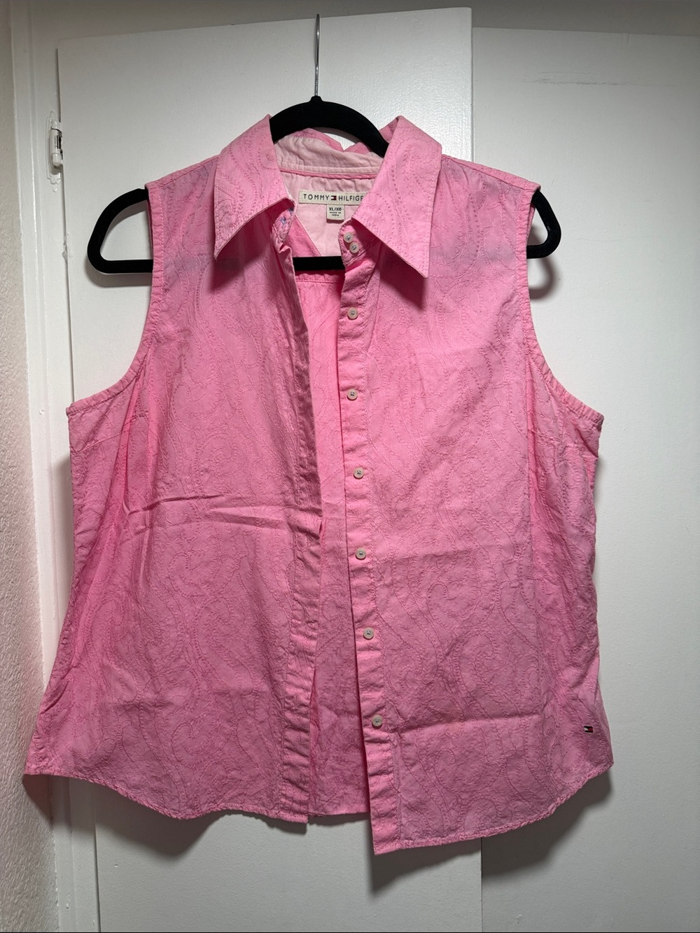 Tommy Hilfiger Pink Sleeveless Button-Down Shirt